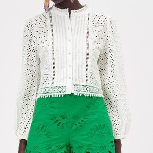 NWOT Zara Openwork Embroidery Shirt S